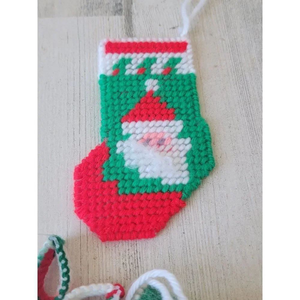 Crochet‎ Santa stocking ornament face star flower set Xmas